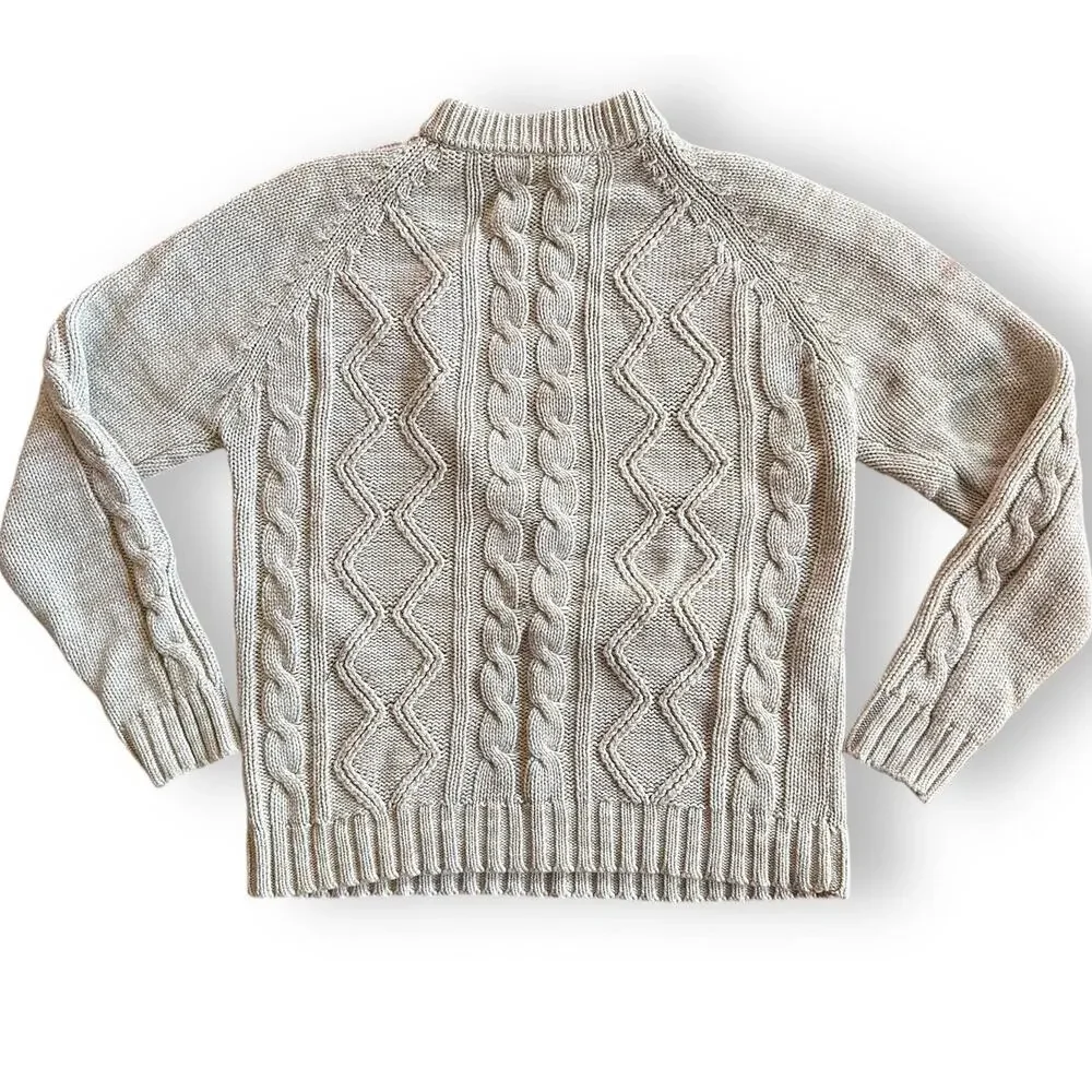 Vtg Madison Cable Stitch Fishermans Sweater Cream Acrylic Stockholm Style Chunky